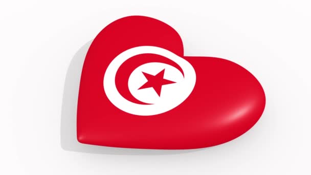 Cuore Nei Colori Simboli Della Tunisia Sfondo Bianco Ciclo — Video Stock