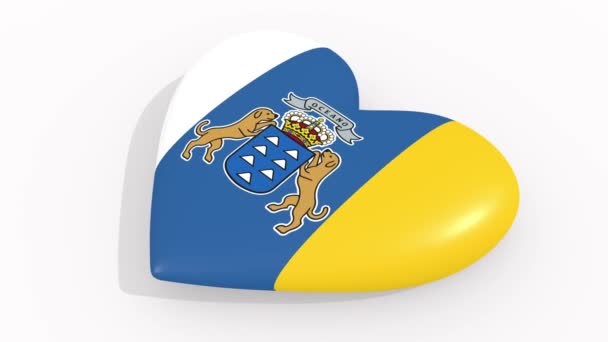 心脏在加那利群岛的颜色和标志在白色背景 — 图库视频影像