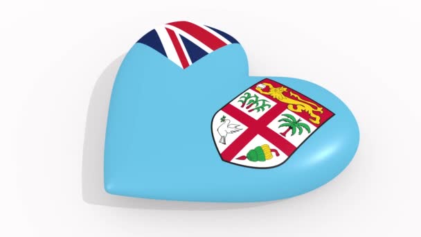 Herz Farben Und Symbolen Der Republik Fidschi Auf Weißem Hintergrund — Stockvideo