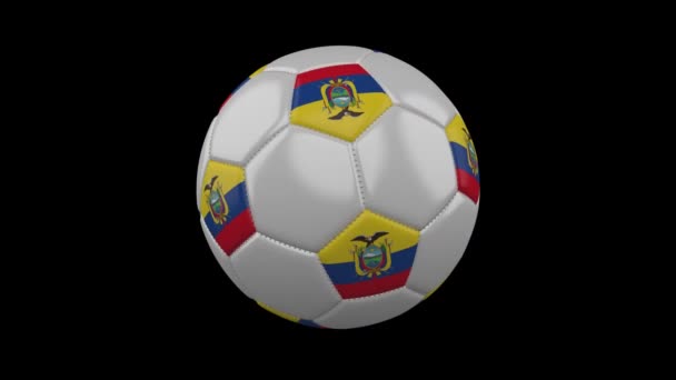 Ekvador Renkleri Bayrağı Futbol Topuyla Döner Şeffaf Arka Plan Render — Stok video