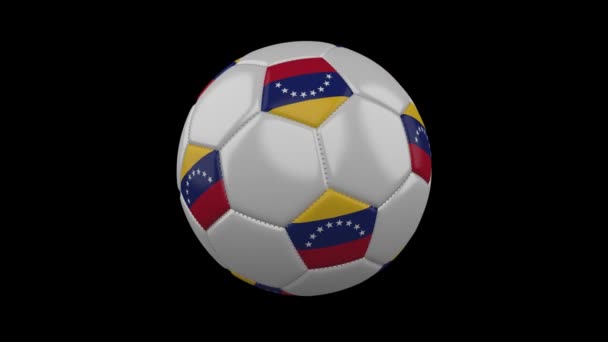 ベネズエラの色の国旗とサッカー ボールが透明な背景 レンダリング アルファ チャネルを持つ Prores 映像回転ループ — ストック動画