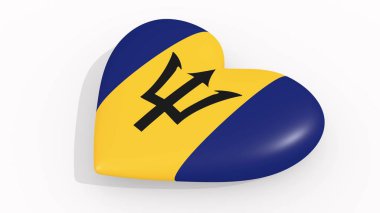 Kalp ve Barbados sembolleri beyaz arka planda 3d render içinde