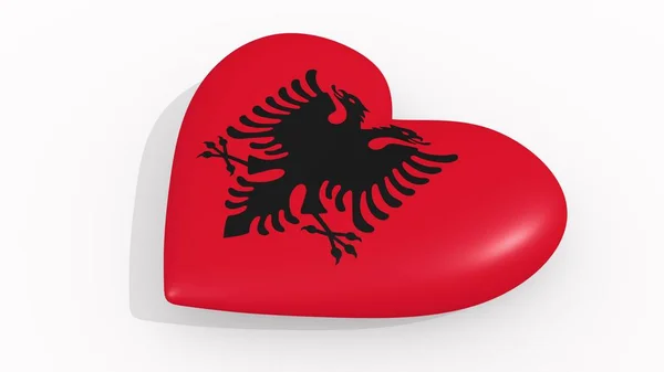 Καρδιά Χρώματα Και Σύμβολα Της Αλβανίας Άσπρο Φόντο Rendering — Φωτογραφία Αρχείου