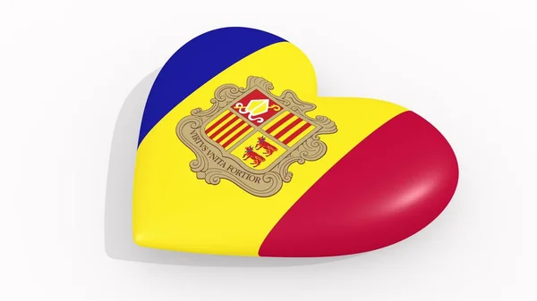 Coração Cores Símbolos Andorra Sobre Fundo Branco Renderização — Fotografia de Stock