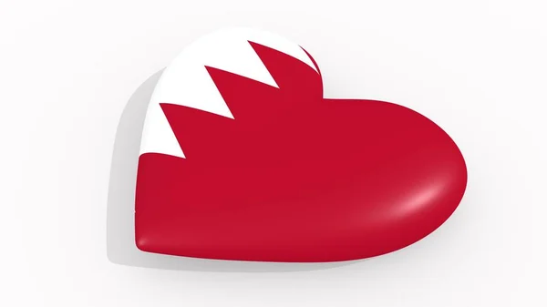 Καρδιά Χρώματα Και Σύμβολα Του Μπαχρέιν Άσπρο Φόντο Rendering — Φωτογραφία Αρχείου