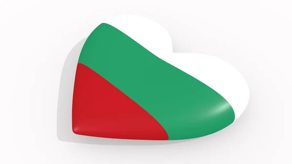 Καρδιά Χρώματα Και Σύμβολα Της Βουλγαρίας Άσπρο Φόντο Rendering — Φωτογραφία Αρχείου