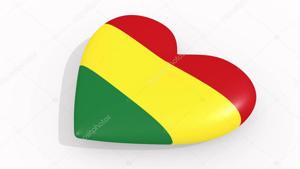 Heart in colors and symbols of Bolivia on white background 3D rendering