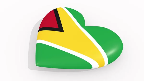 Cuore Nei Colori Simboli Della Repubblica Cooperativa Guyana Sfondo Bianco — Foto Stock