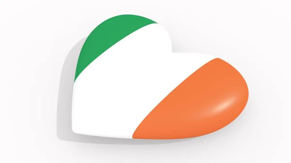 心脏在颜色和标志爱尔兰在白色背景 循环3D — 图库照片