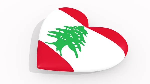 Szív Színeket Szimbólumokat Libanon Fehér Háttér Hurok Leképezés — Stock Fotó