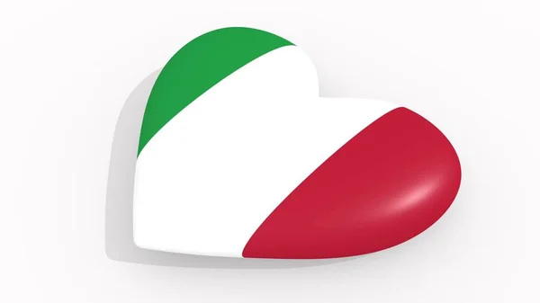 Coração Cores Símbolos Itália Sobre Fundo Branco Loop Renderização — Fotografia de Stock