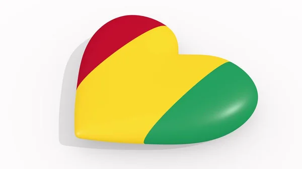 Καρδιά Χρώματα Και Σύμβολα Της Γουινέας Άσπρο Φόντο Rendering Βρόχο — Φωτογραφία Αρχείου
