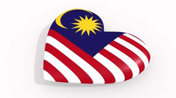 Cuore Nei Colori Simboli Della Malesia Sfondo Bianco Loop Rendering — Foto Stock