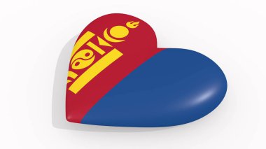 Kalp renkleri ve beyaz arka planda, döngü 3d render Moğolistan semboller