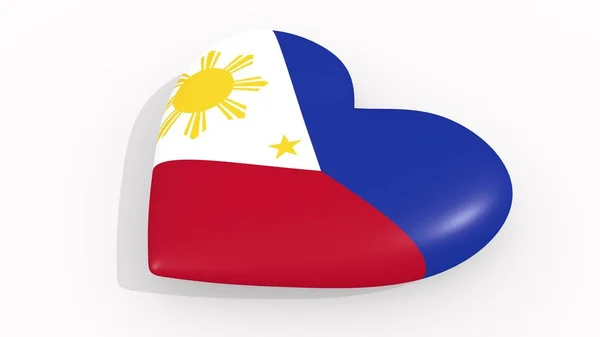 Coração Cores Símbolos Das Filipinas Fundo Branco Loop Renderização — Fotografia de Stock