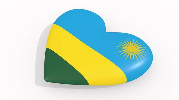 Corazón Colores Símbolos Ruanda Sobre Fondo Blanco Bucle Representación — Foto de Stock
