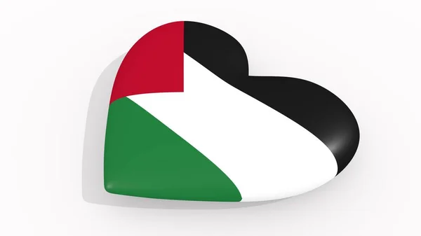 Corazón Colores Símbolos Palestina Sobre Fondo Blanco Bucle Representación — Foto de Stock