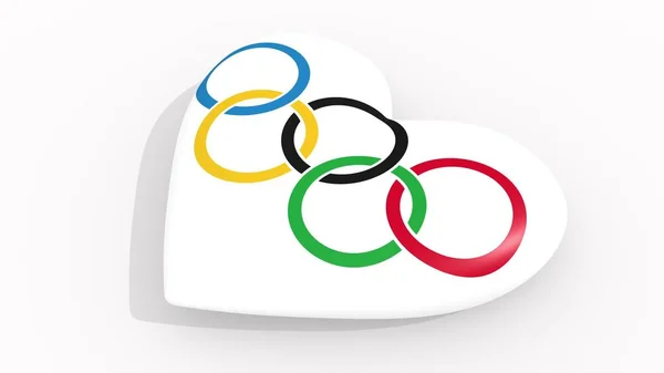 色と白い背景 レンダリングのループのオリンピックのシンボルの心 — ストック写真