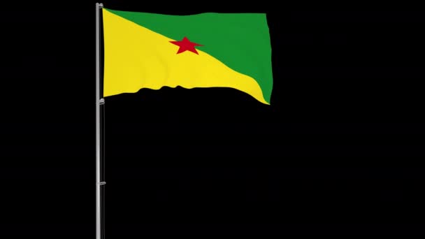 Прапор Французької Гвіани Анімації Флагштока Майорить Вітер Прозорим Фоном Рендерінг — стокове відео
