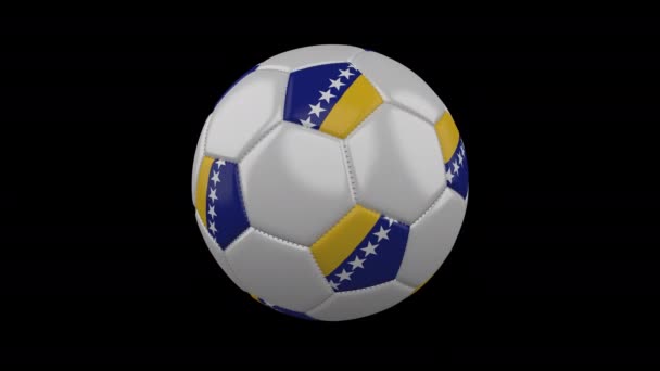 Pallone da calcio con bandiera Bosnia Erzegovina, anello alfa — Video Stock