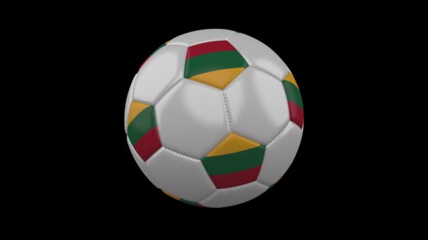 Soccer ball with flag Lithuania, alpha loop — Stock Video