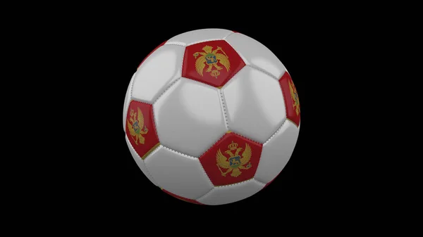 Bola Sepak Bola Dengan Bendera Montenegro Warna Rendering — Stok Foto