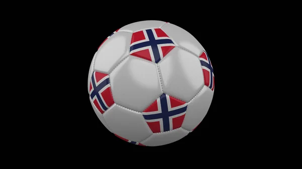 Norveç Renkleri Bayrağı Futbol Topuyla Döner Render — Stok fotoğraf