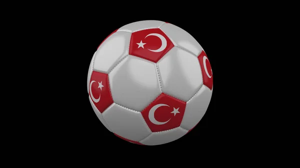 足球与土耳其颜色的旗子 — 图库照片