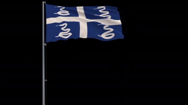 马提尼克岛的旗帜在透明的背景, 4k 恶作剧4444镜头与阿尔法 — 图库视频影像