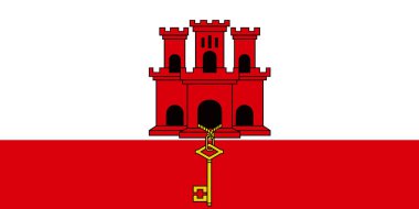 Gibraltar bayrağı resmi oranı ve renkleri vektör.