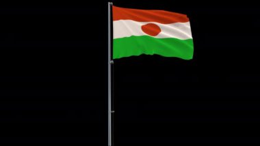 Nijer 'in bayrağı şeffaf arka planda, 4k ProRes 4444 alfa ile çekilen görüntüleri