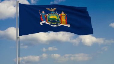 Rüzgara karşı bulutlu gökyüzü New York eyalet bayrağı