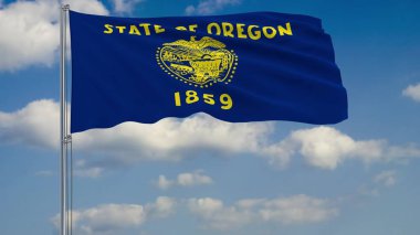Rüzgara karşı bulutlu gökyüzü 3d render Oregon State bayrağı