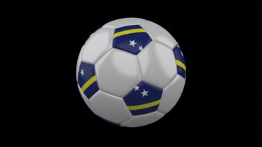 Bayrağı Curacao ile futbol topu, Alfa ile 4k, döngü