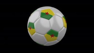 Bayrağı ile futbol topu Fransız Guyanası, 4k alfa ile, döngü