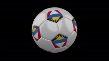 Flag ile futbol topu Antigua ve Barbuda, 4k Alfa, döngü