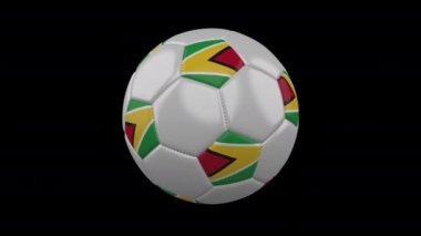 Bayrak Guyana ile futbol topu, Alfa ile 4k, döngü