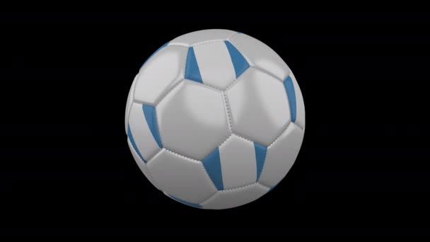 Pallone da calcio con bandiera Guatemala, 4k con alfa, loop — Video Stock