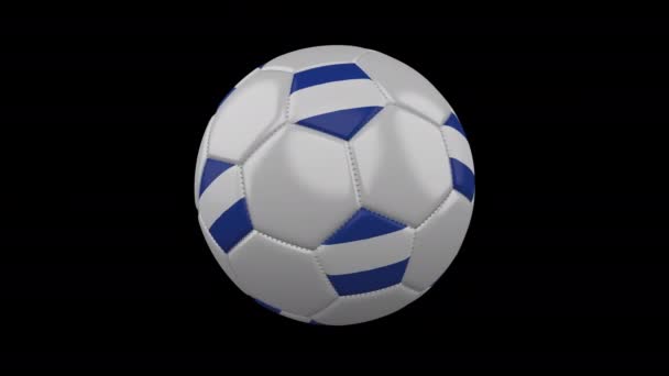 Balón de fútbol con bandera El Salvador, 4k con alfa, loop — Vídeos de Stock