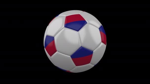 Pallone da calcio con bandiera Haiti, 4k con alfa, loop — Video Stock