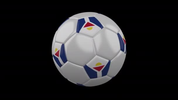 Fotboll med flagga Saint Martin, 4k med alfa, slinga — Stockvideo