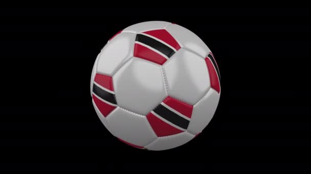 Pallone da calcio con bandiera Trinidad e Tobago, 4k con alfa, loop — Video Stock