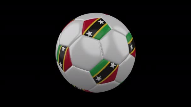 Pallone da calcio con bandiera Saint Kitts e Nevis, 4k con alfa, loop — Video Stock