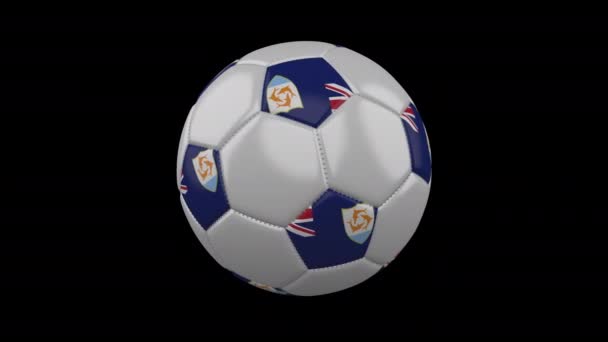 Balón de fútbol con bandera Anguila, 4k con alfa, bucle — Vídeo de stock