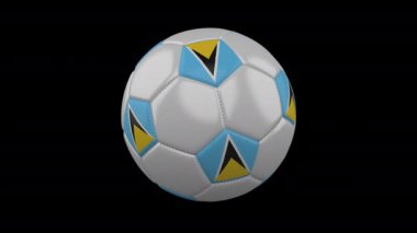 Bayrak Saint Lucia ile futbol topu, Alfa ile 4k, döngü