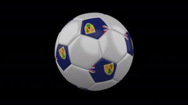 Bayrağı Turks ve Caicos ile futbol topu, Alfa ile 4k, döngü