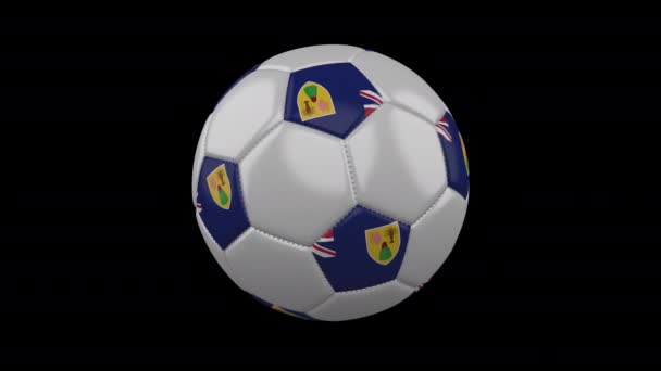 Ballon de football avec drapeau Turcs et Caïques, 4k avec alpha, boucle — Video