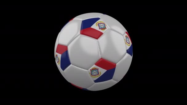 Ballon de football avec drapeau Sint Maarten, 4k avec alpha, boucle — Video