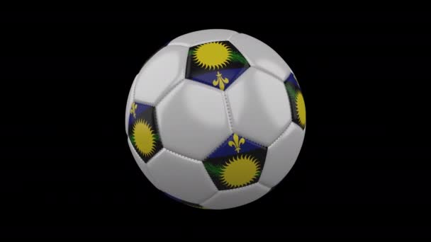 Fotbolls boll med flagga Guadeloupe, 4k med alfa, slinga — Stockvideo