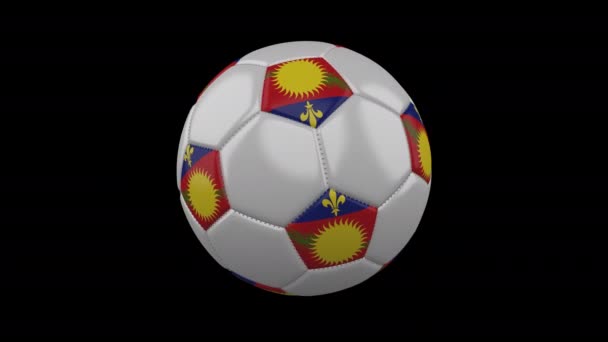 足球与变形旗子瓜德罗普岛, 4k 与阿尔法, 循环 — 图库视频影像